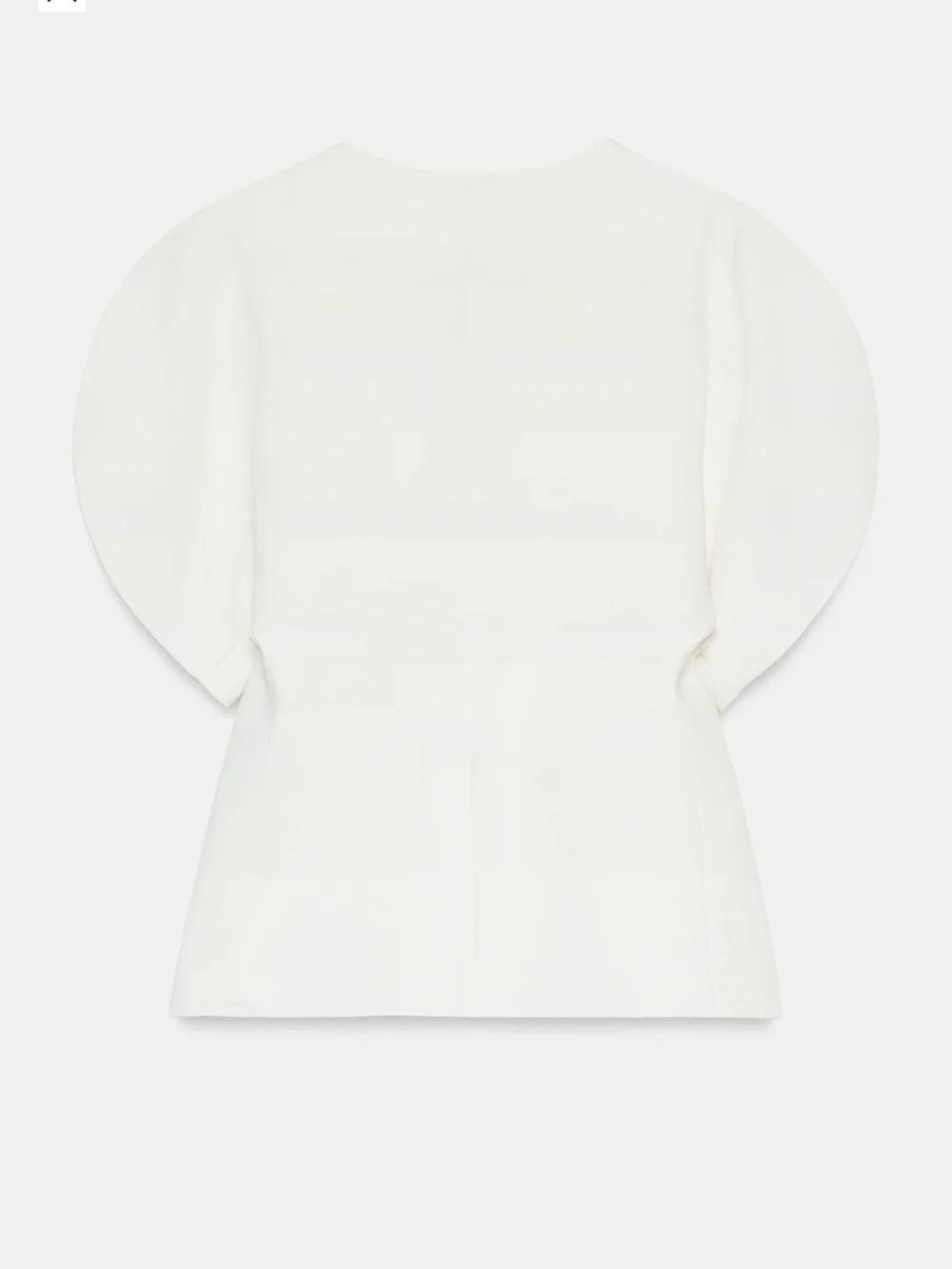 Zara White Sculptural Puff Sleeve Zip Front Blouse Top NWT Size S